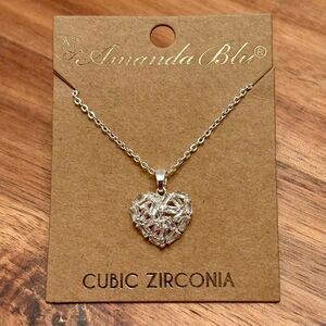 Amanda Blu | CZ Baguette Heart Necklace | 16”